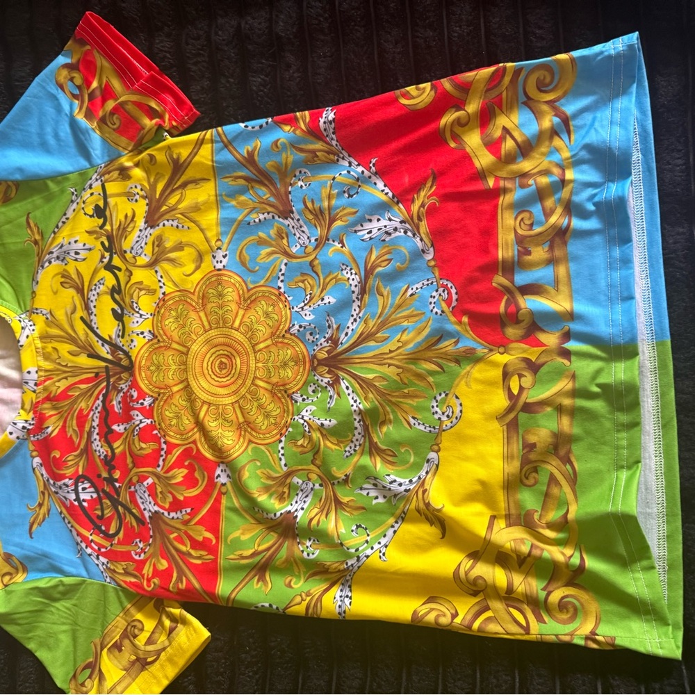 Versace Yellow and Black Baroque Print Shirt